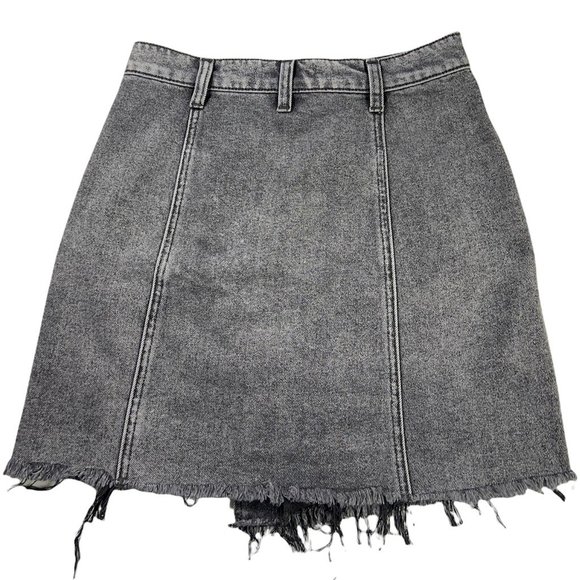 We The Free People Womens Button Up Wrap Skirt Sulphor Black Denim Mini 25 New - Picture 2 of 12